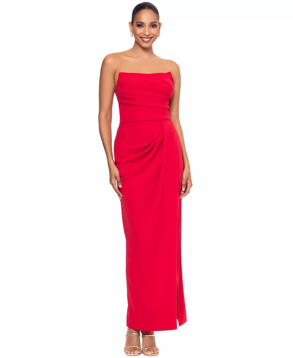 Betsy & Adam Red Strapless Scuba Crepe Gown Size14, MSRP: 249$